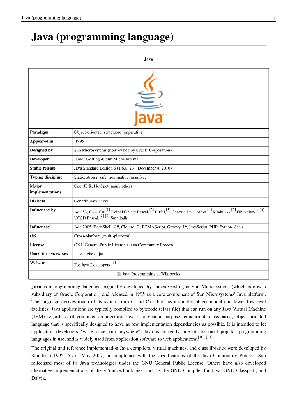 Java (Programming Language) 1 Java (Programming Language)