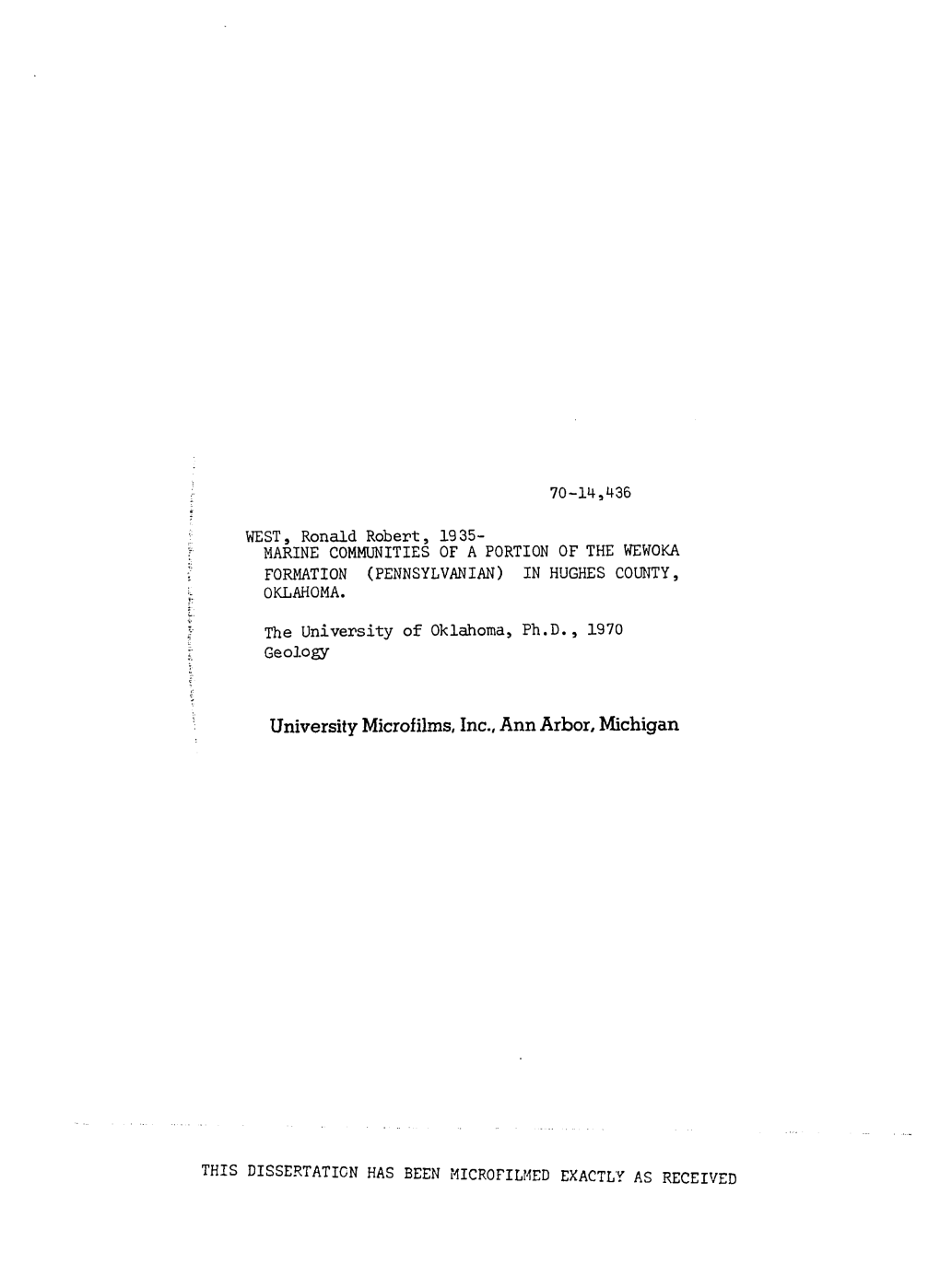 University Microfilms, Inc., Ann Arbor, Michigan