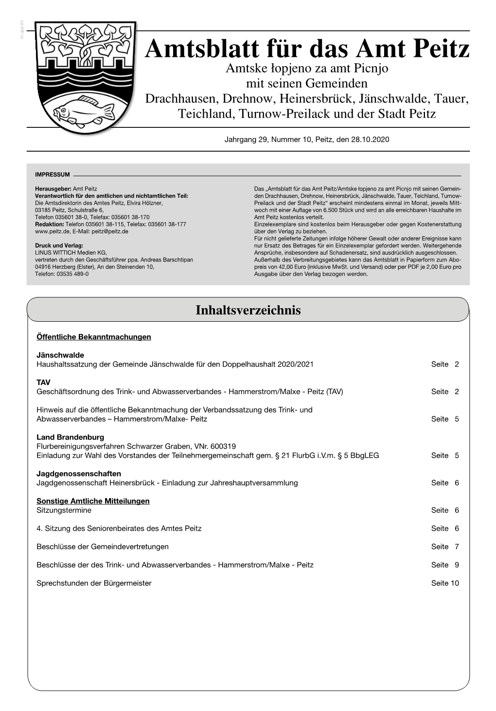 Amtsblatt Für Das Amt Peitz