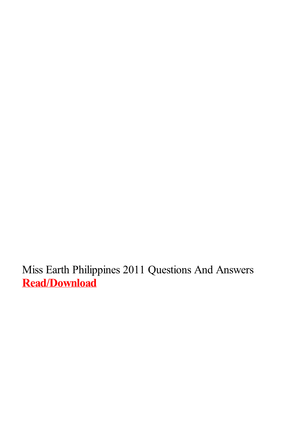 Miss Earth Philippines 2011 Questions and Answers