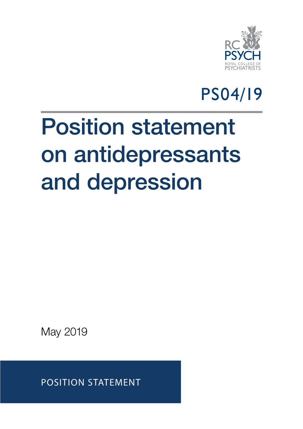 Position Statement on Antidepressants and Depression