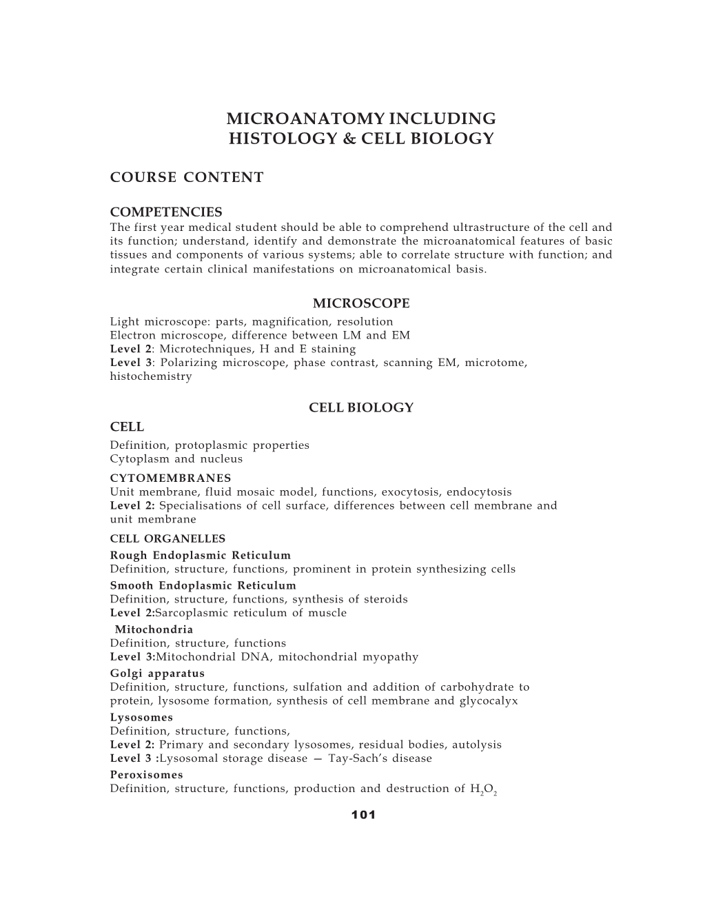 Microanatomy Including Histology & Cell Biology