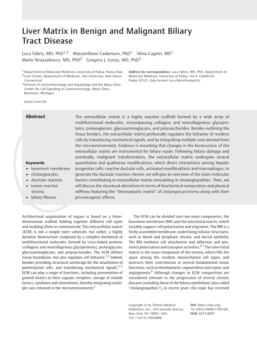 Liver Matrix in Benign and Malignant Biliary Tract Disease