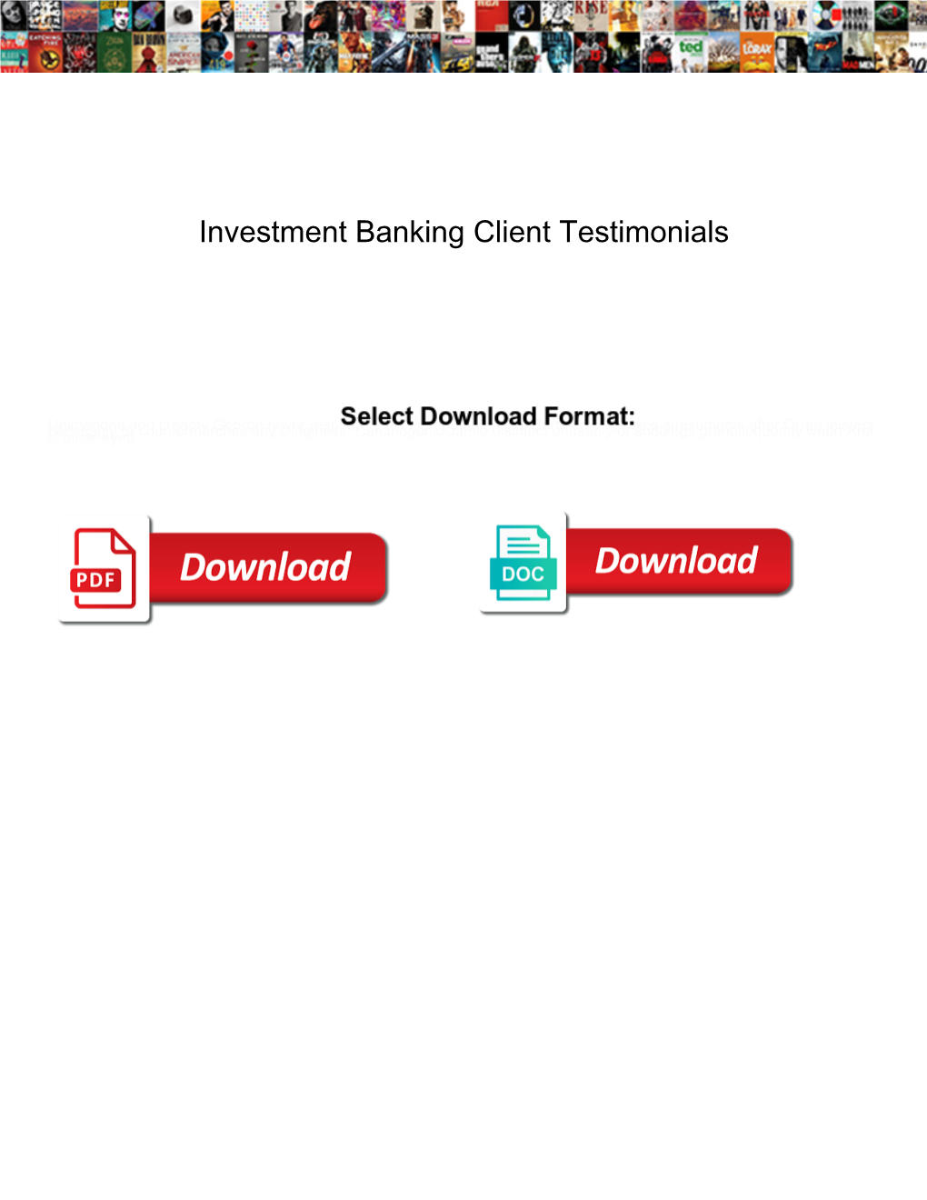 Investment Banking Client Testimonials