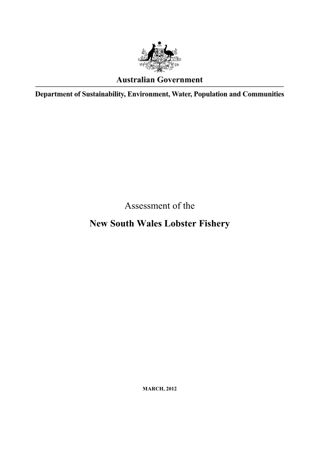 Assessment of the New South Wales Lobster Fishery