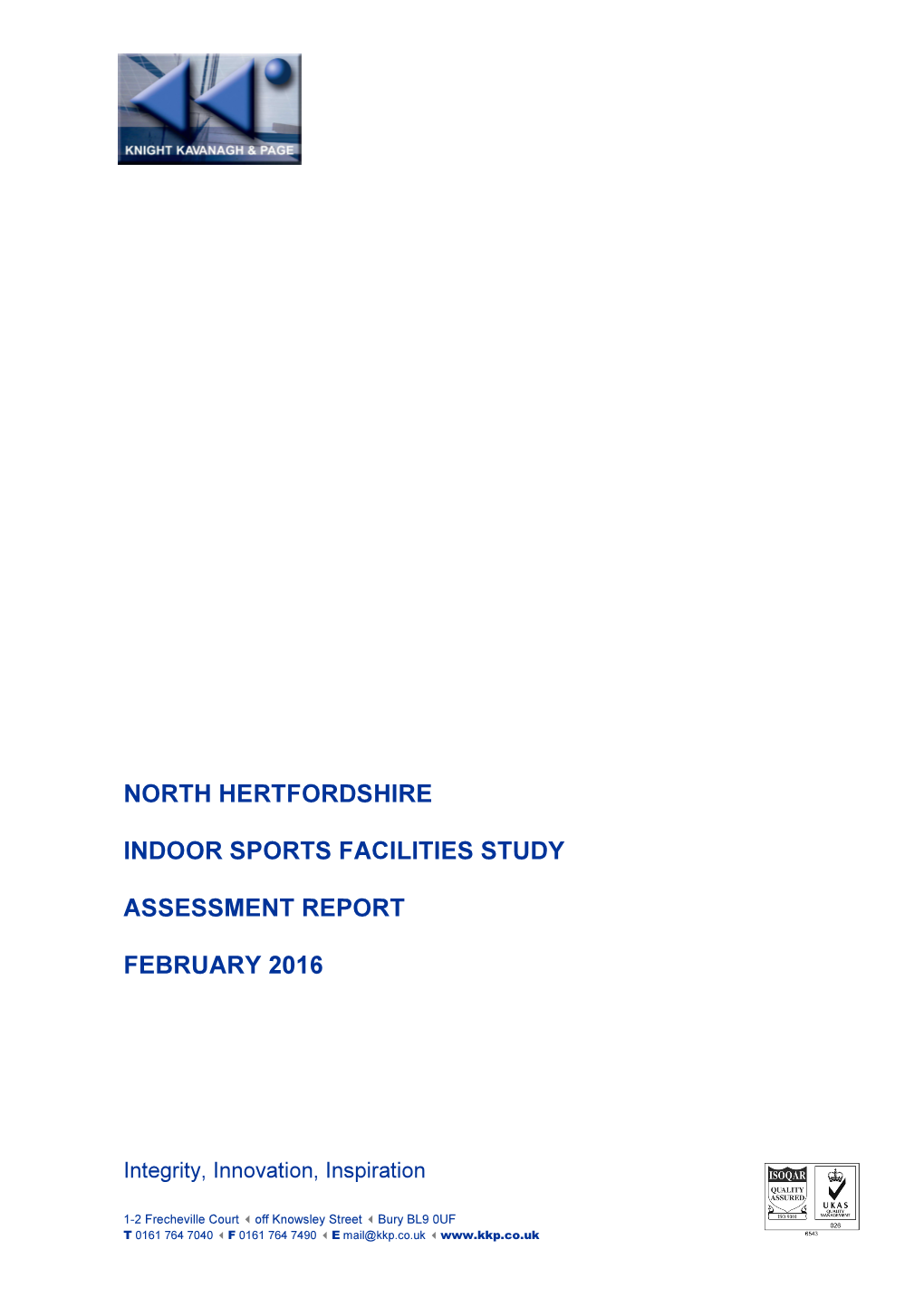 North Hertfordshire Indoor Sports Facilities Study Assessment Report