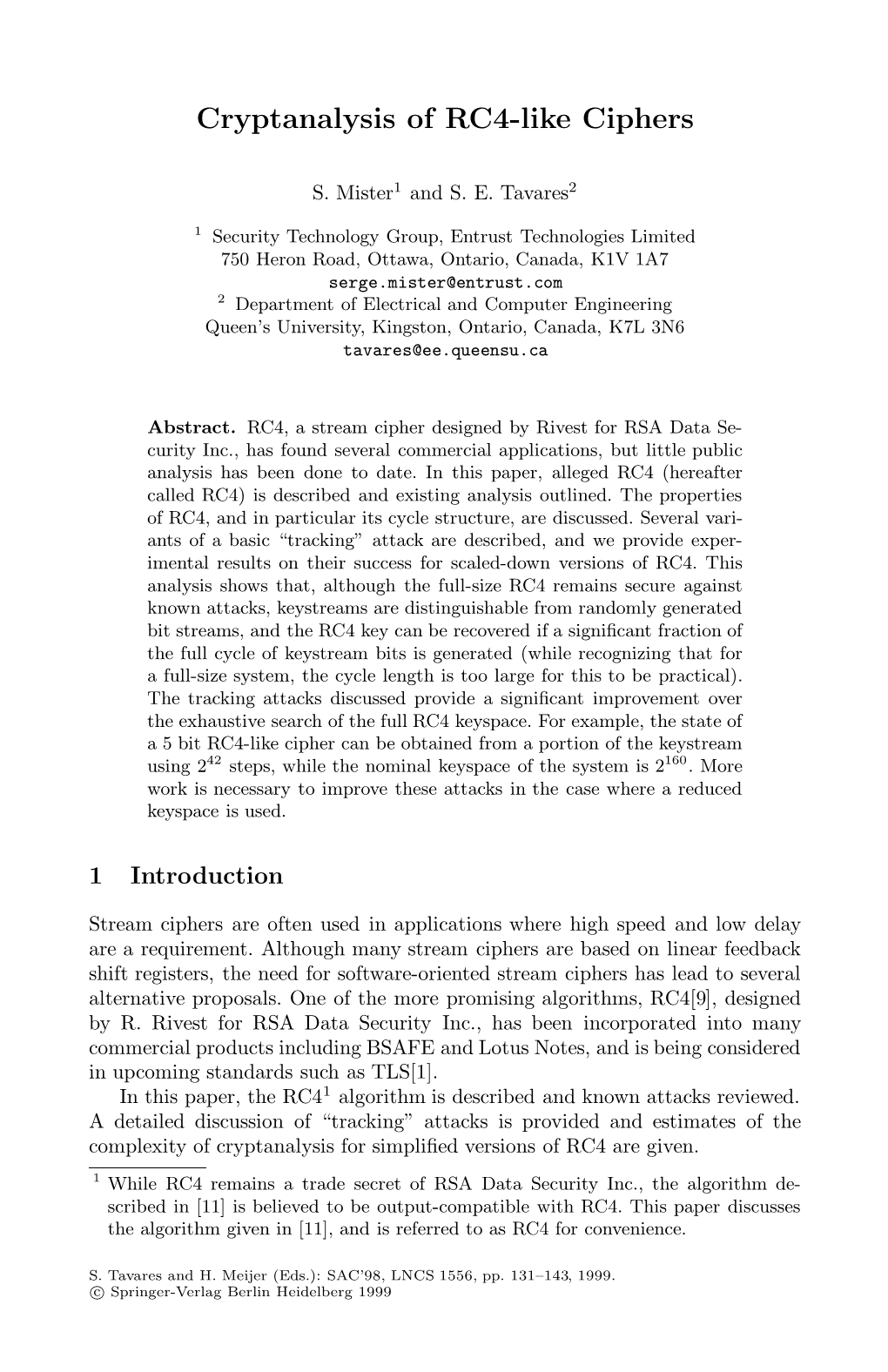 Cryptanalysis of RC4-Like Ciphers