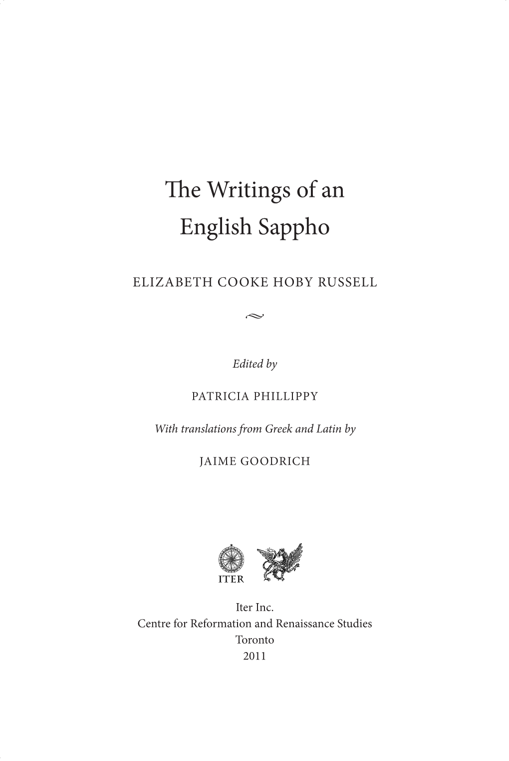The Writings of an English Sappho