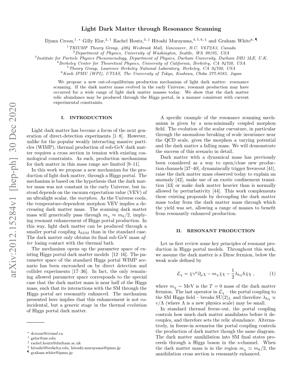 Arxiv:2012.15284V1 [Hep-Ph] 30 Dec 2020