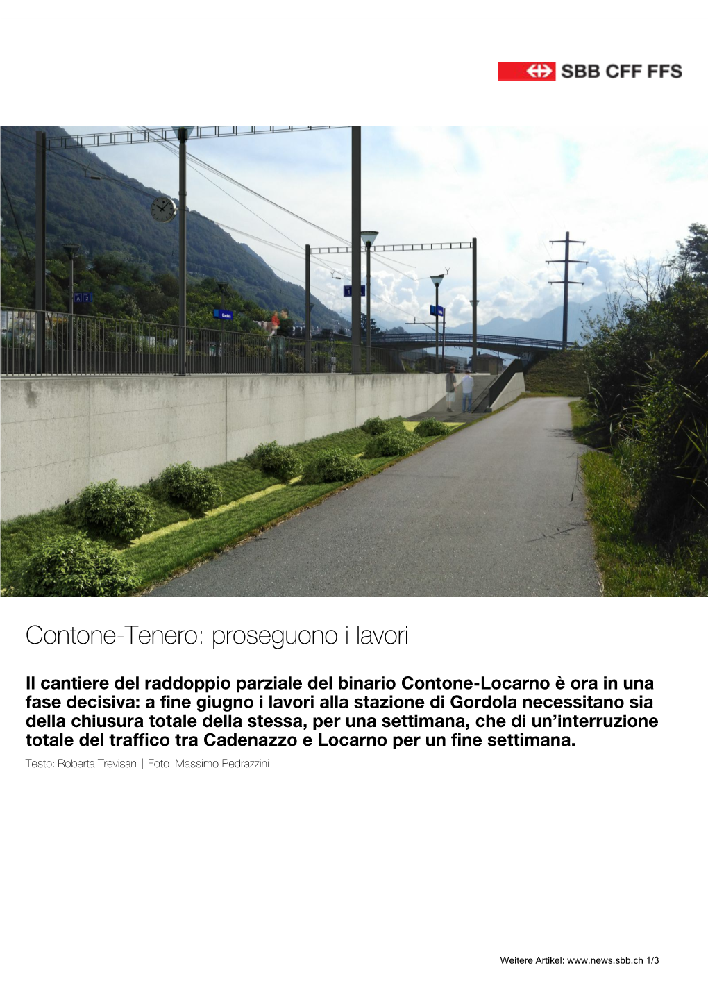 Contone-Tenero: Proseguono I Lavori | SBB News