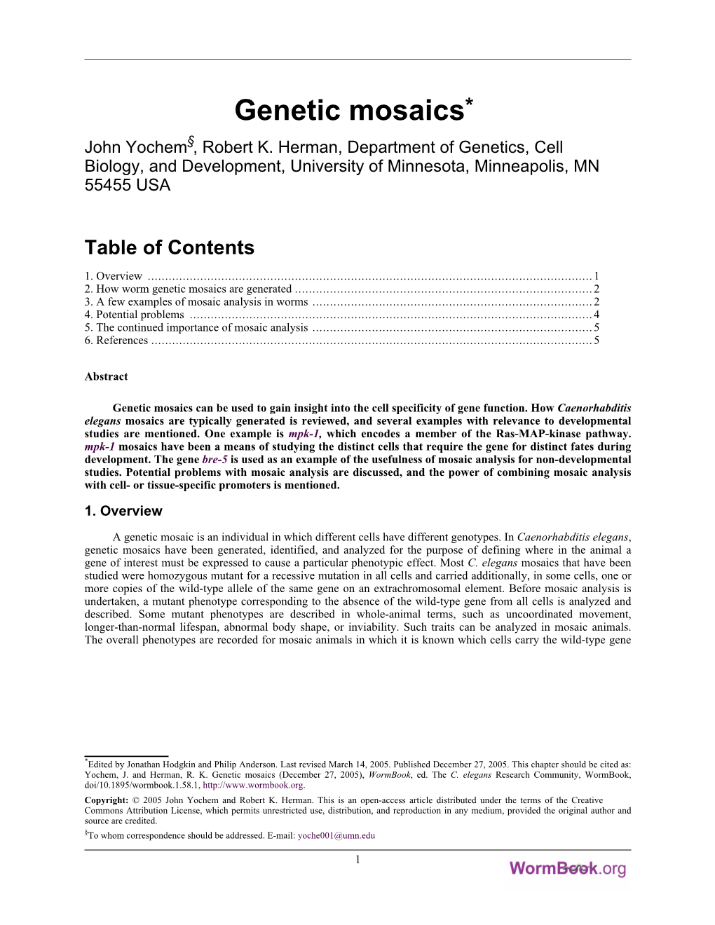 Genetic Mosaics* §