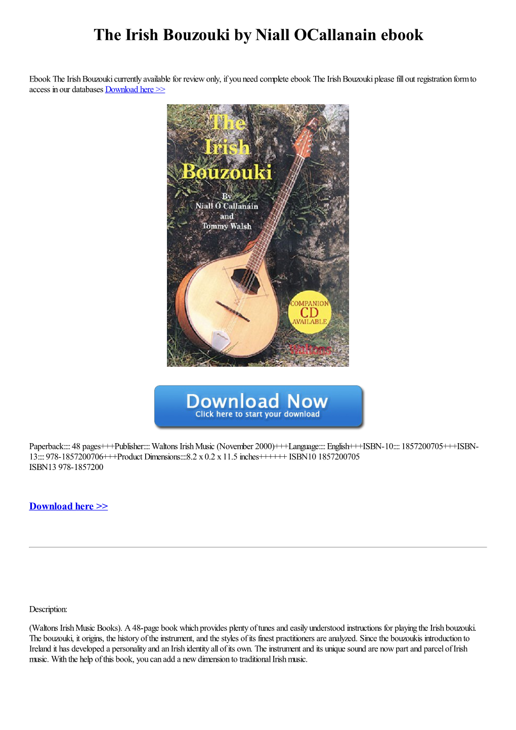 The Irish Bouzouki by Niall Ocallanain Ebook