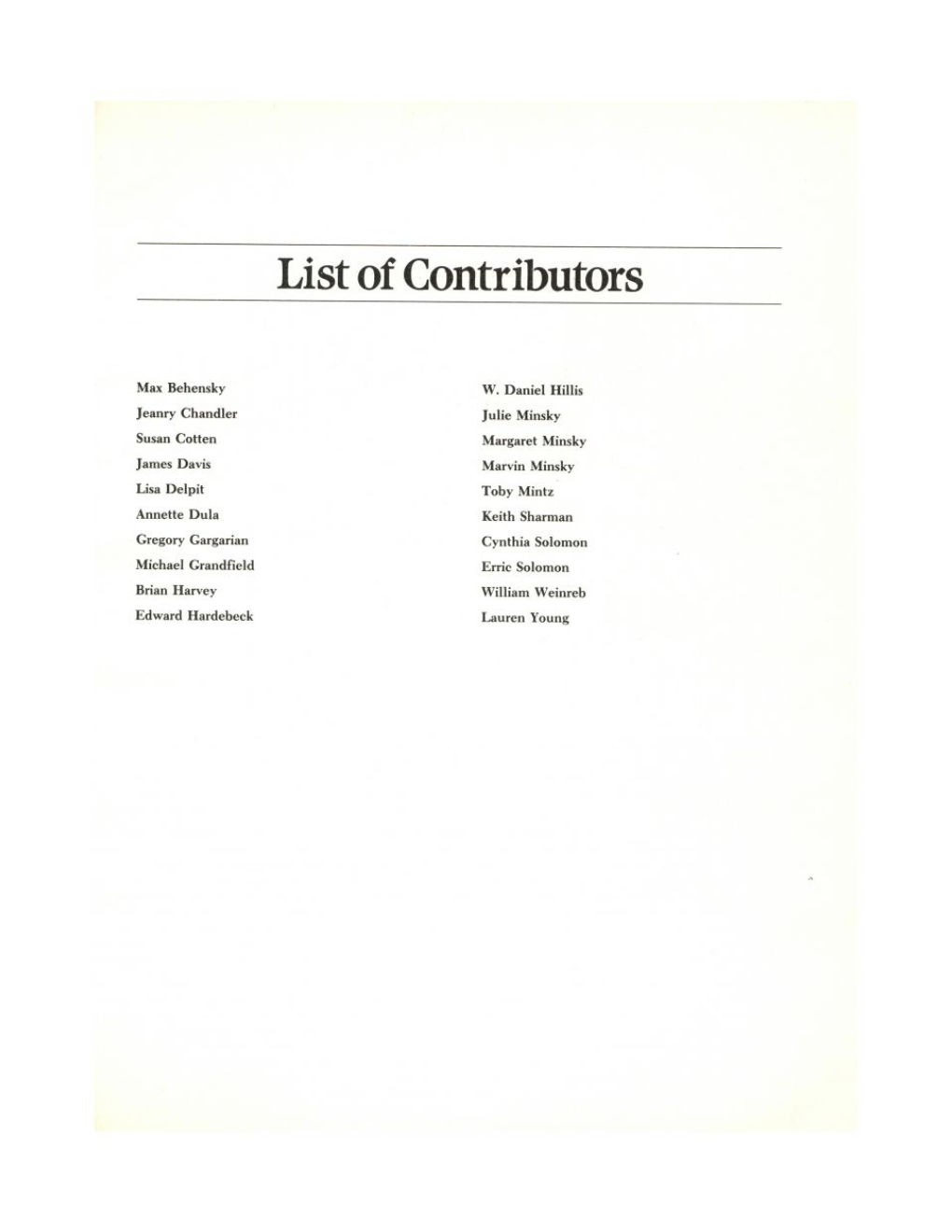 Contributors