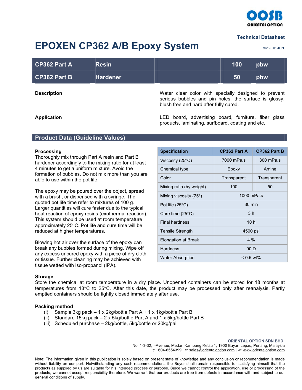 EPOXEN CP362 A/B Epoxy System Rev 2016 JUN