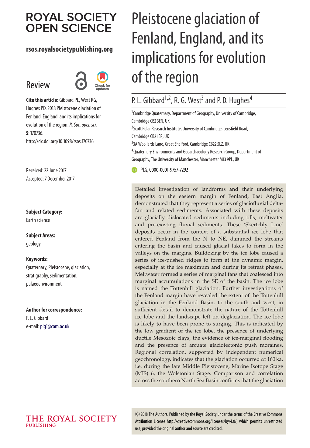 Pleistocene Glaciation of Fenland, England, and Its Implications For