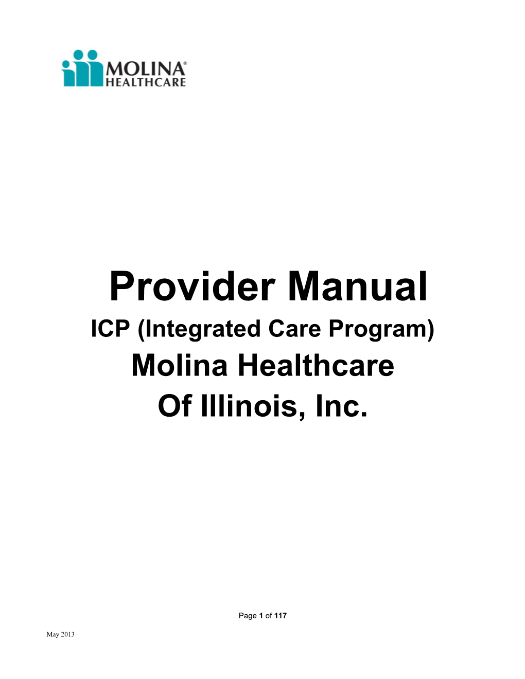 Provider Manual ICP (Integrated Care Program) Molina Healthcare of Illinois, Inc