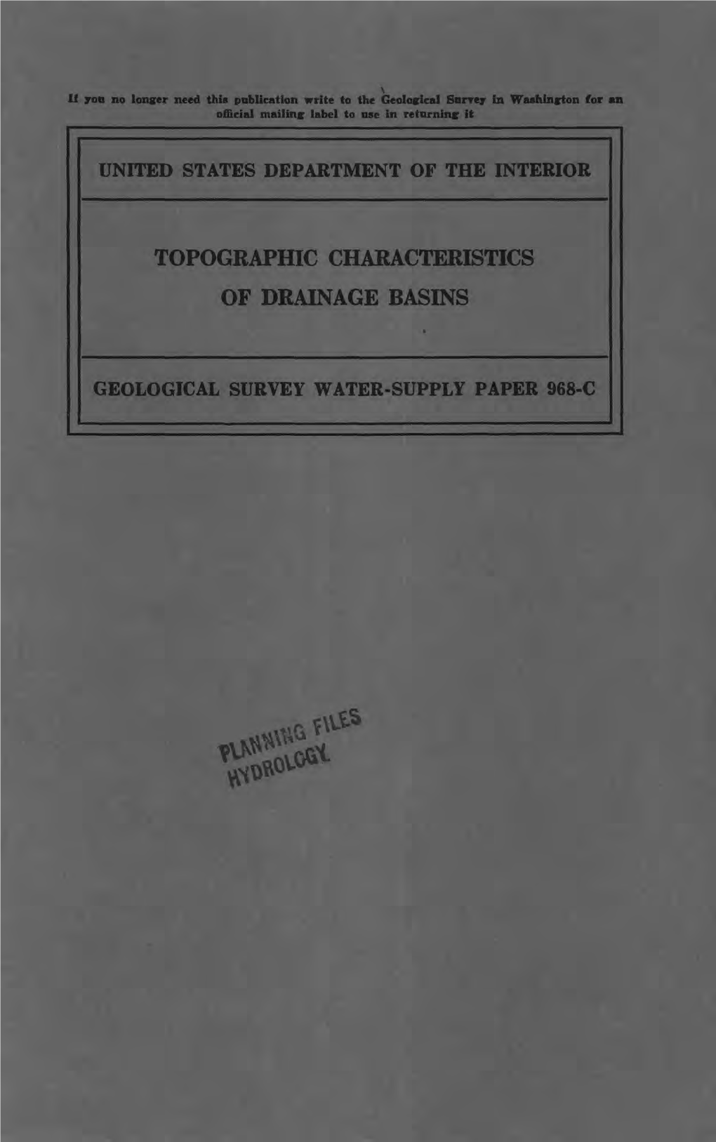 Topographic Characteristics of Drainage Basins