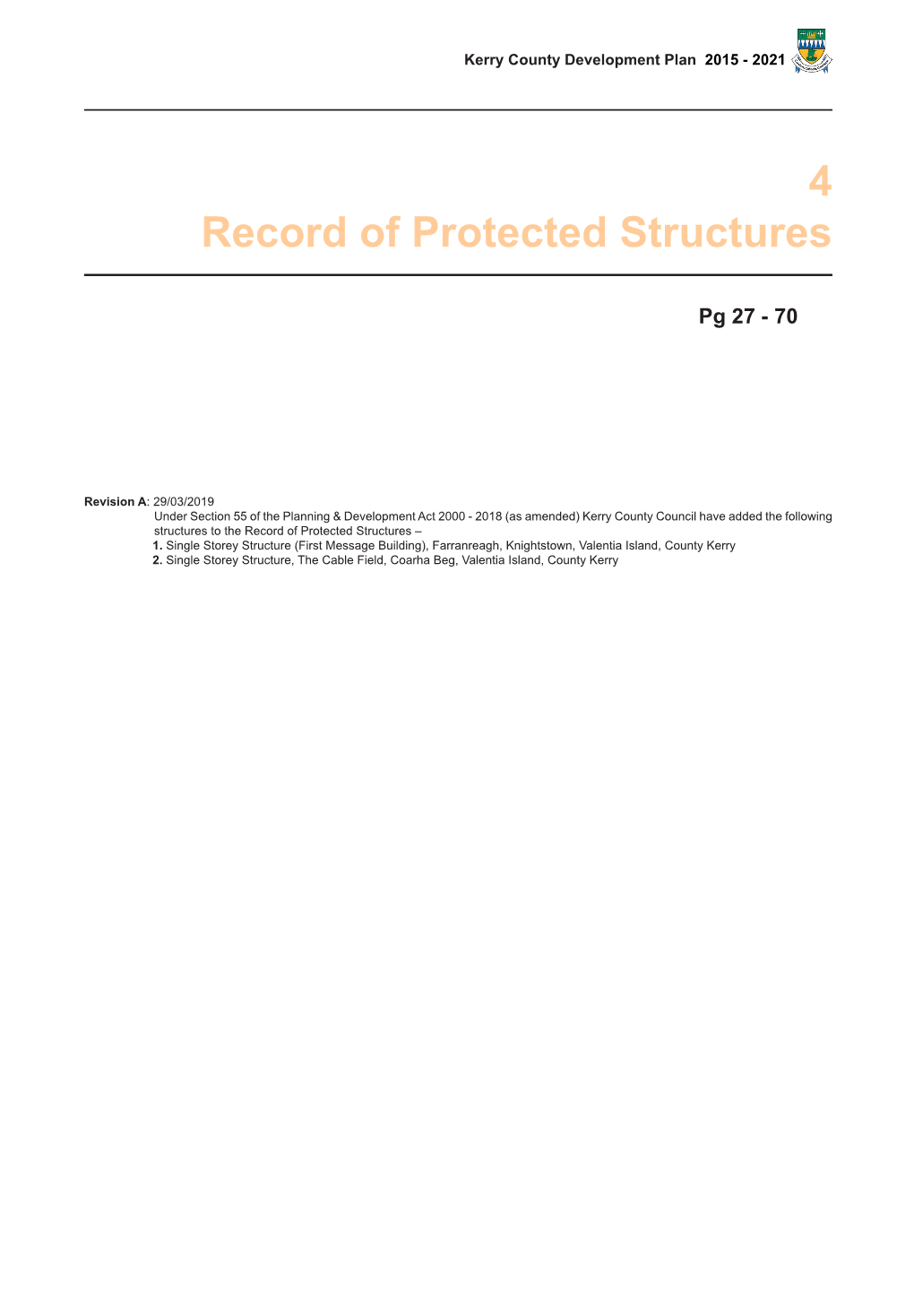 4 Record of Protected Structures