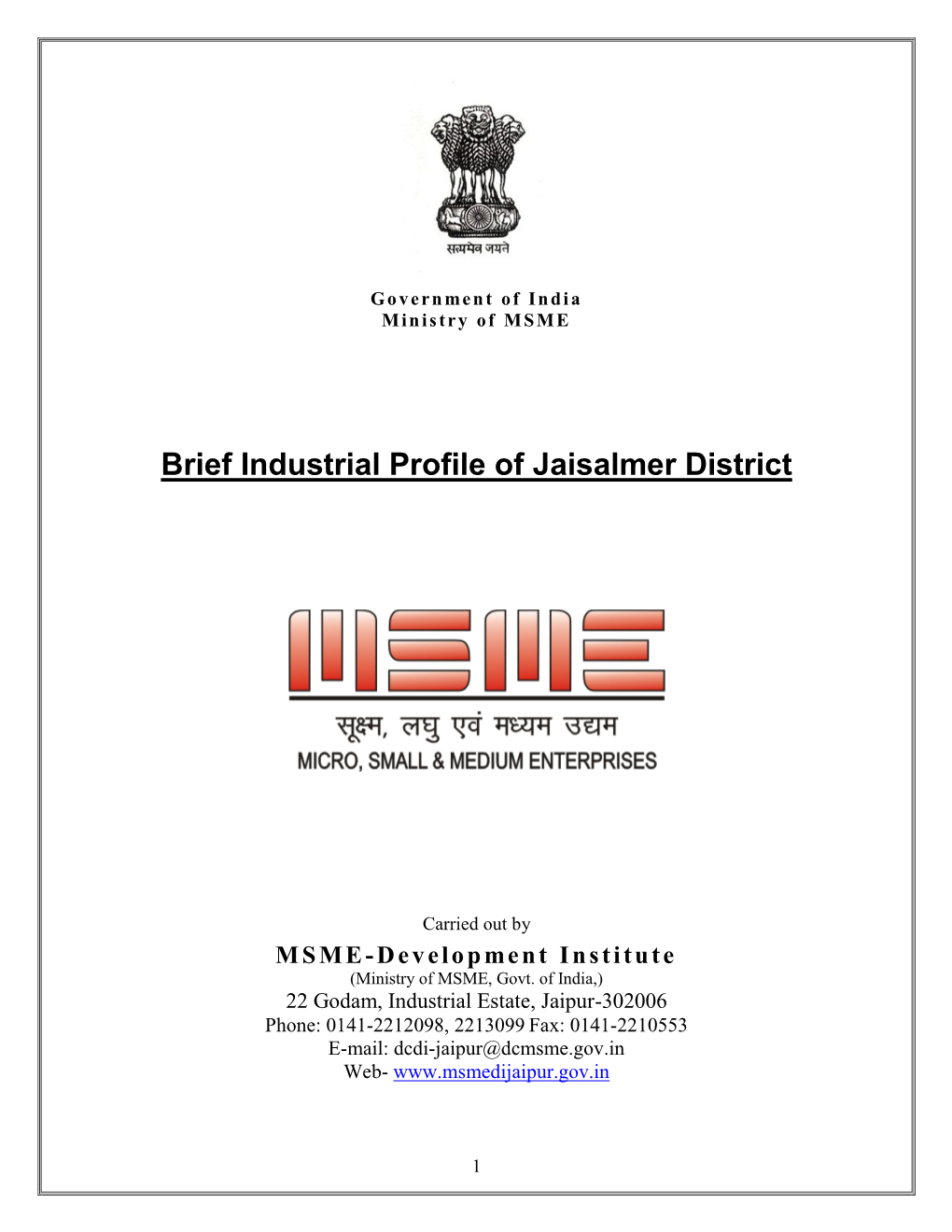 Brief Industrial Potential Report of Dist