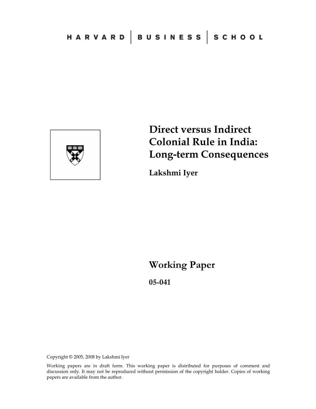 Direct Versus Indirect Colonial Rule in India: Long-Term Consequences