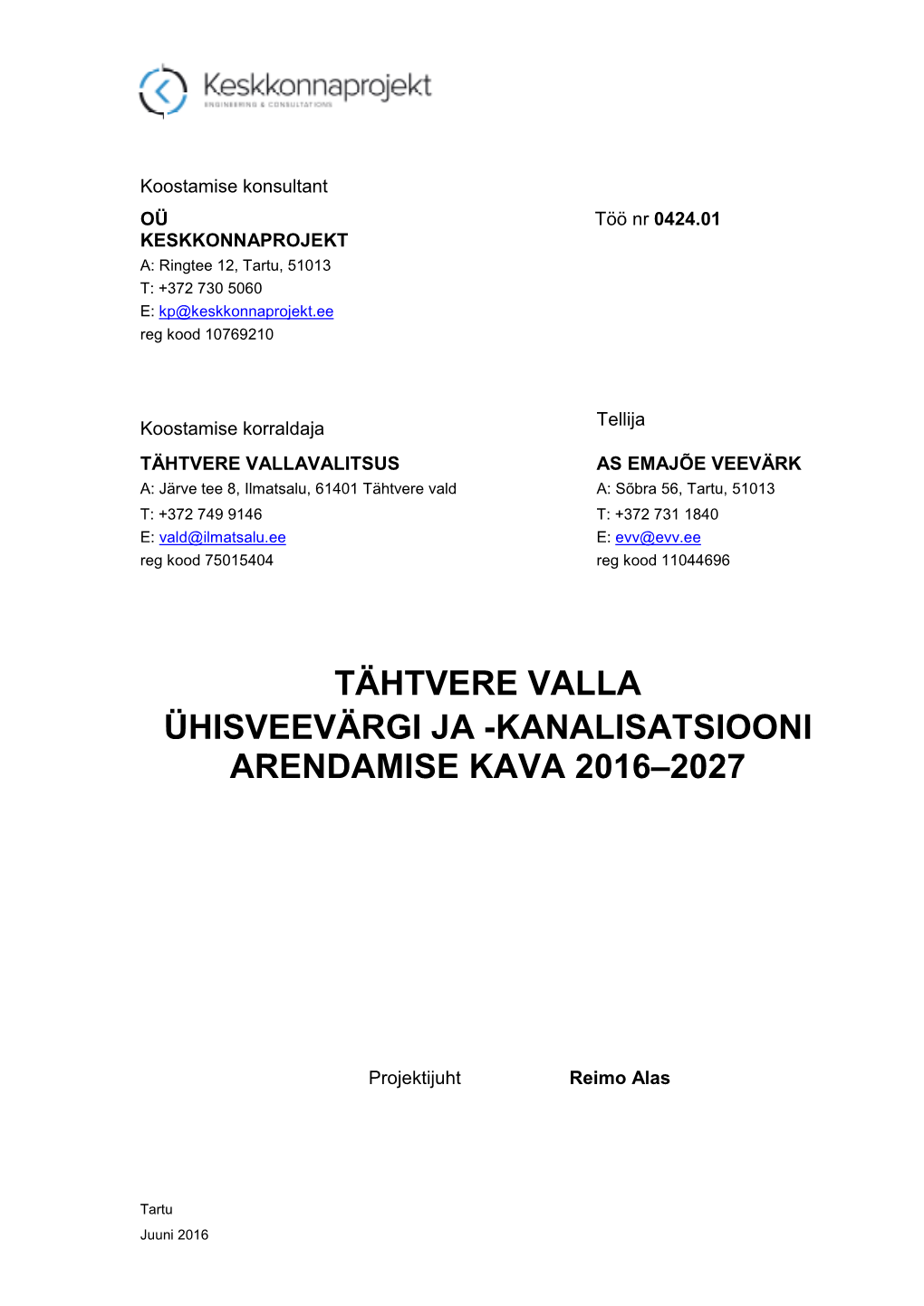 Kanalisatsiooni Arendamise Kava 2016–2027