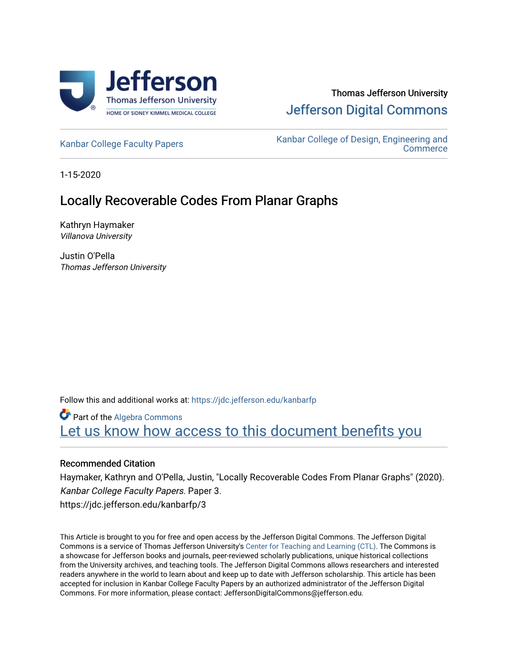 Locally Recoverable Codes from Planar Graphs