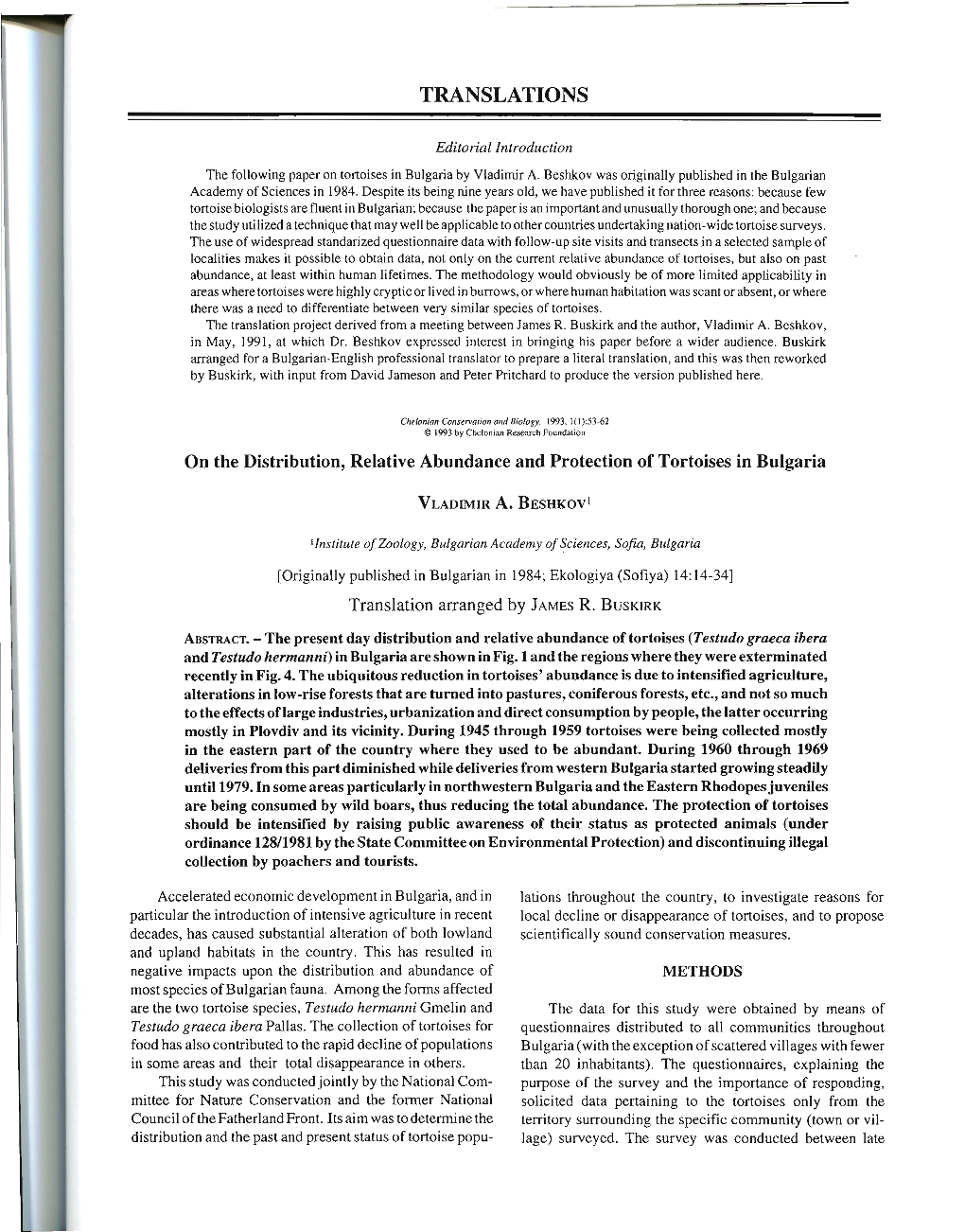 On the Distribution, Relative Abundance and Protection of Tortoises in Bulgaria