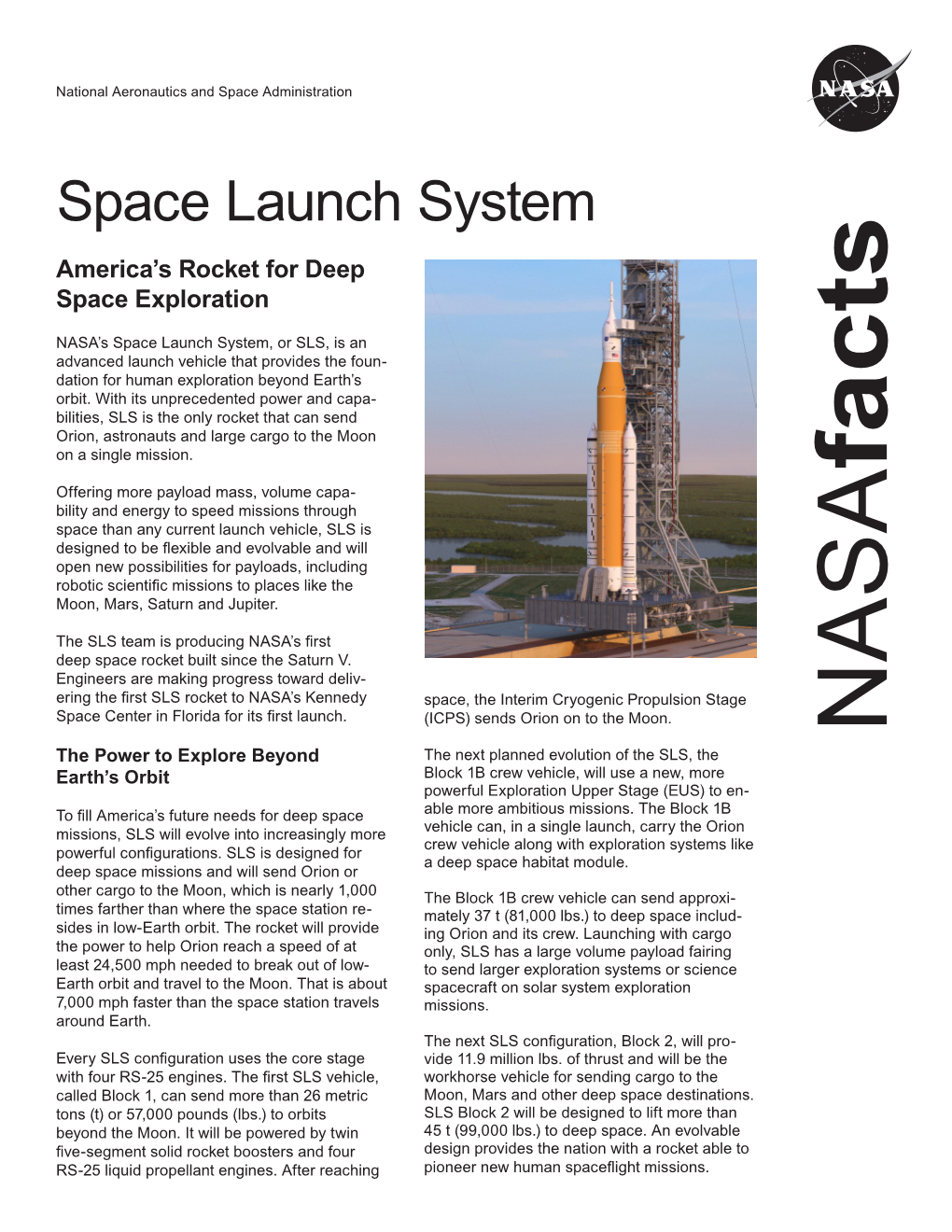 Space Launch System America’S Rocket for Deep Space Exploration