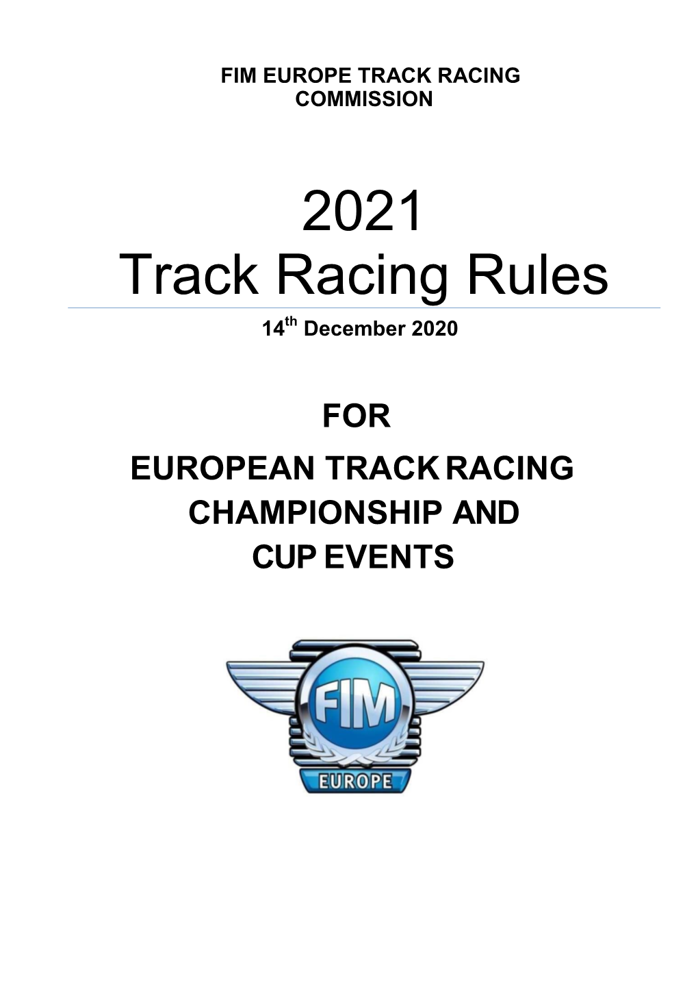 2021 Track Racing Rules 14Th December 2020
