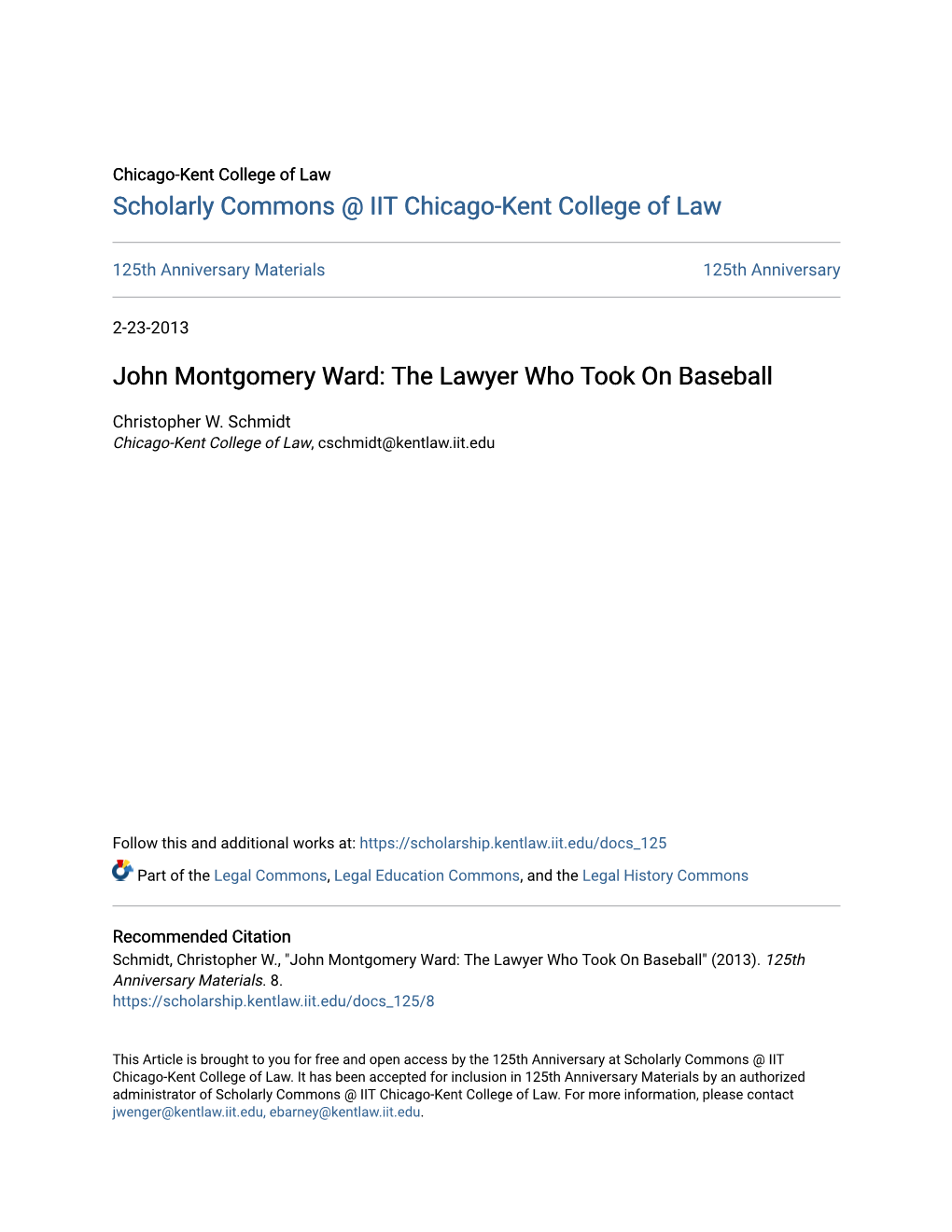 John Montgomery Ward: the Lawyer Who Took on Baseball