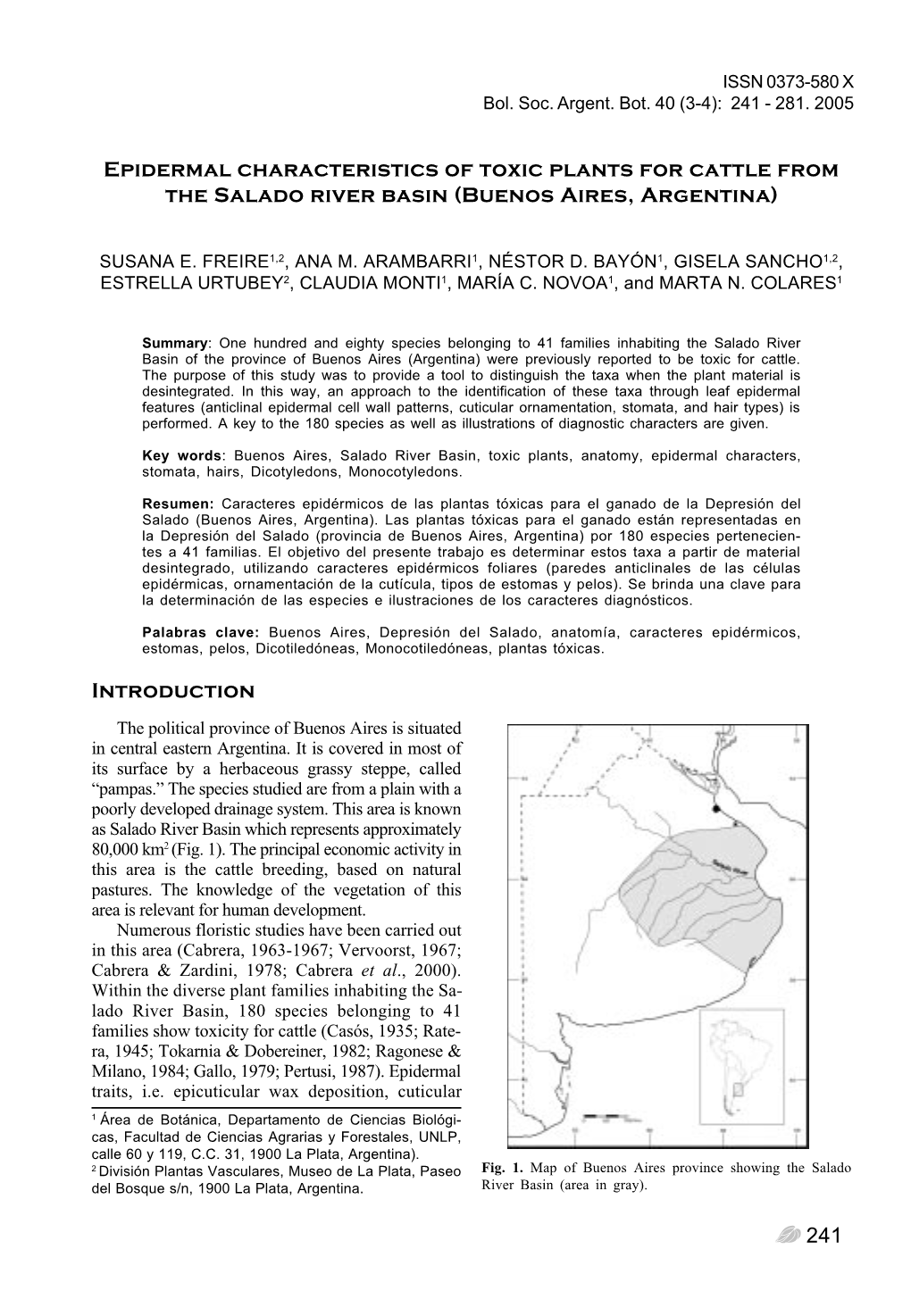 241 Epidermal Characteristics of Toxic Plants for Cattle from the Salado