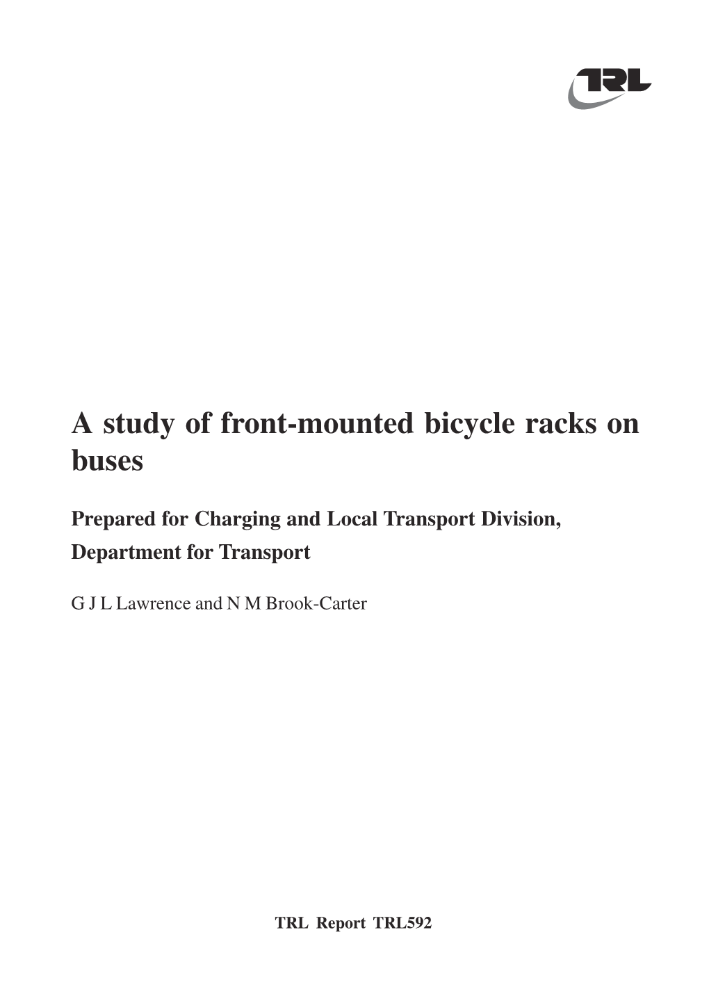 A Study of Front-Mounted Bicycle Racks on Buses