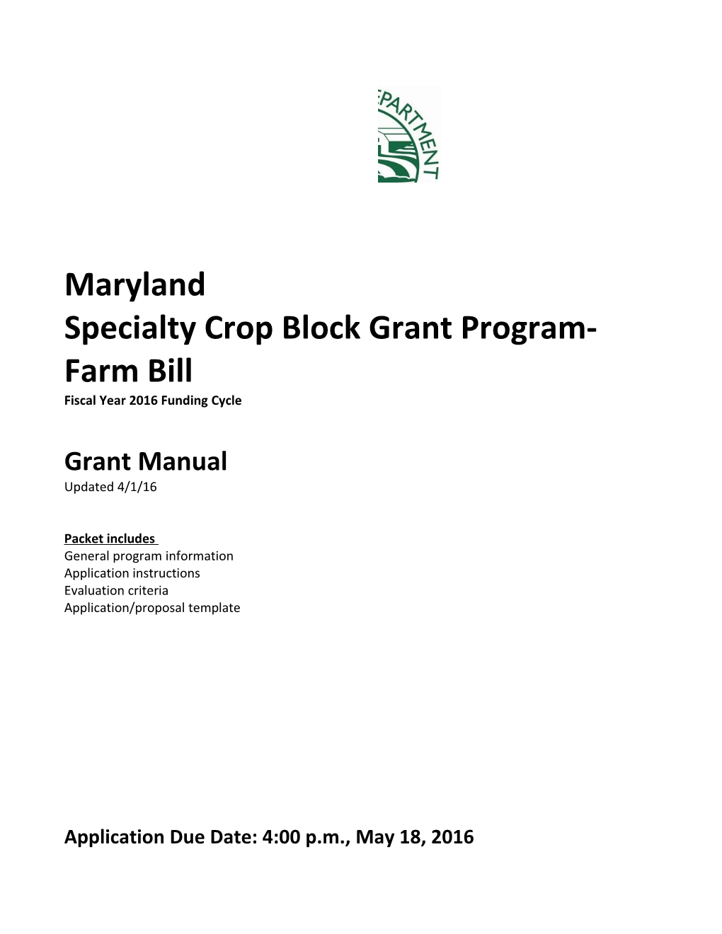 Specialty Crop Block Grant Program-Farm Bill