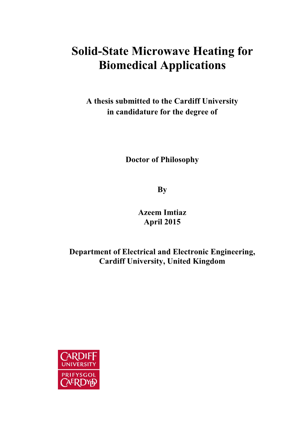 Solid-State Microwave Heating for Biomedical Applications