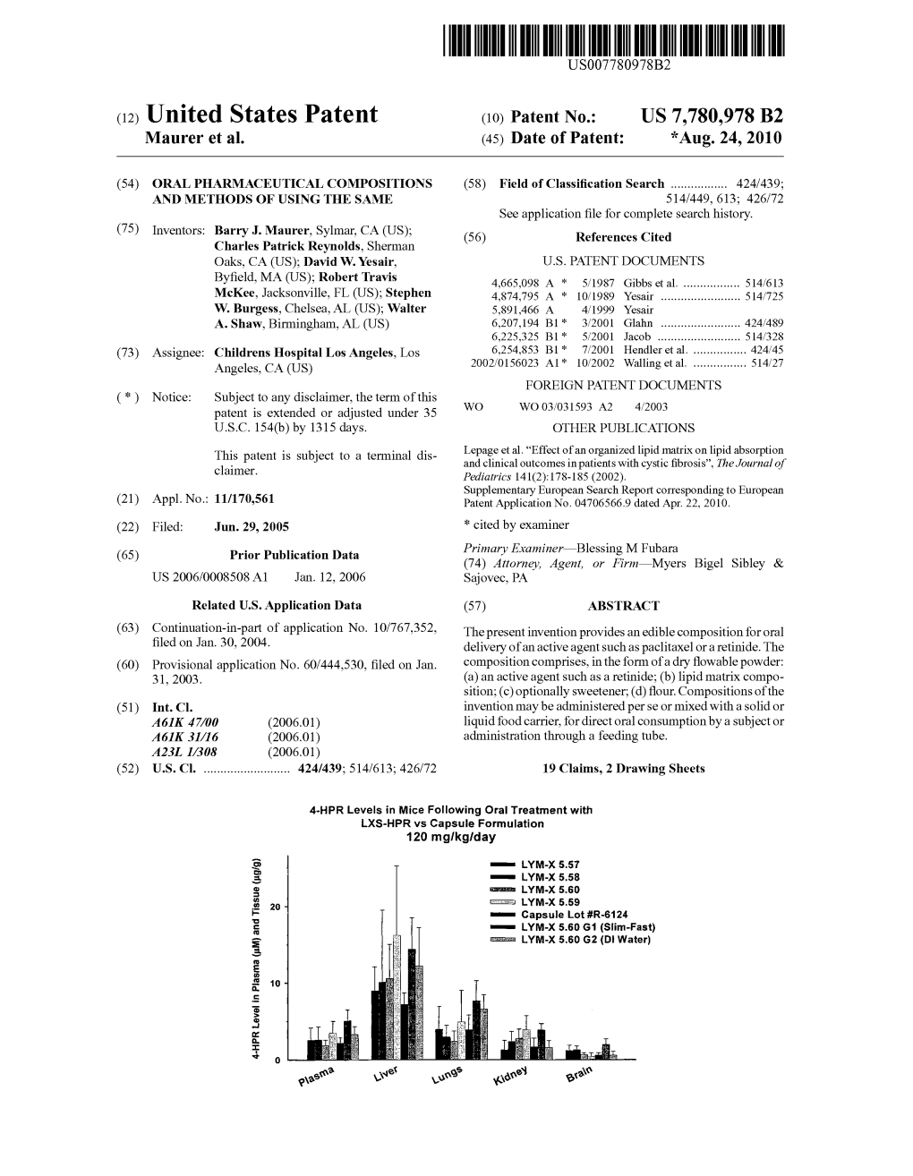 (12) United States Patent (10) Patent No.: US 7,780,978 B2 Maurer Et Al