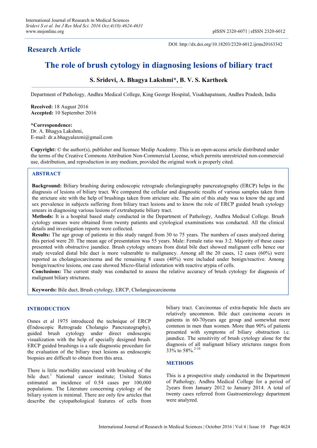 The Role of Brush Cytology in Diagnosing Lesions of Biliary Tract