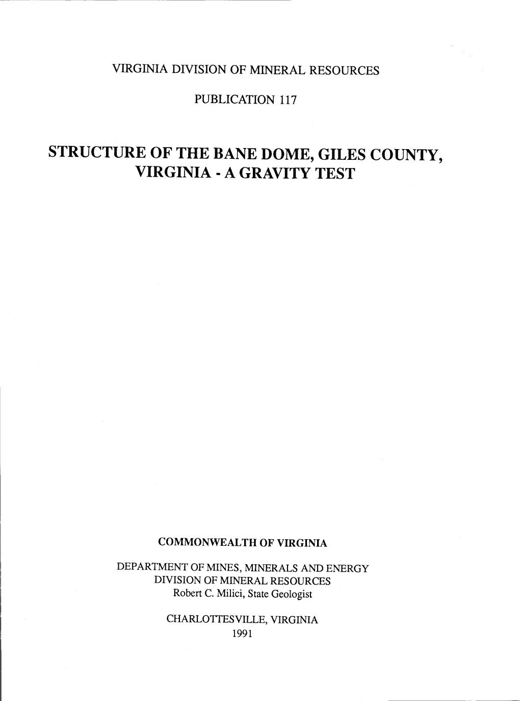 Structure of the Bane Dome, Giles County, Virginia