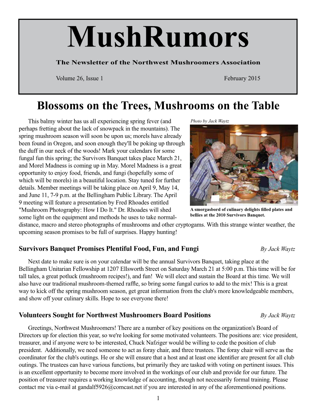 Mushrumors the Newsletter of the Northwest Mushroomers Association