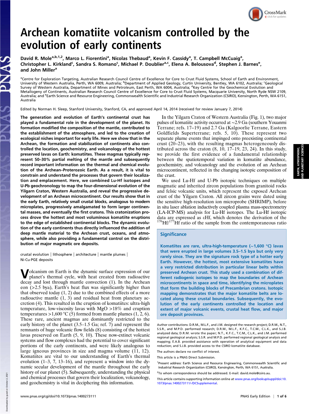 Archean Komatiite Volcanism Controlled by the Evolution of Early Continents