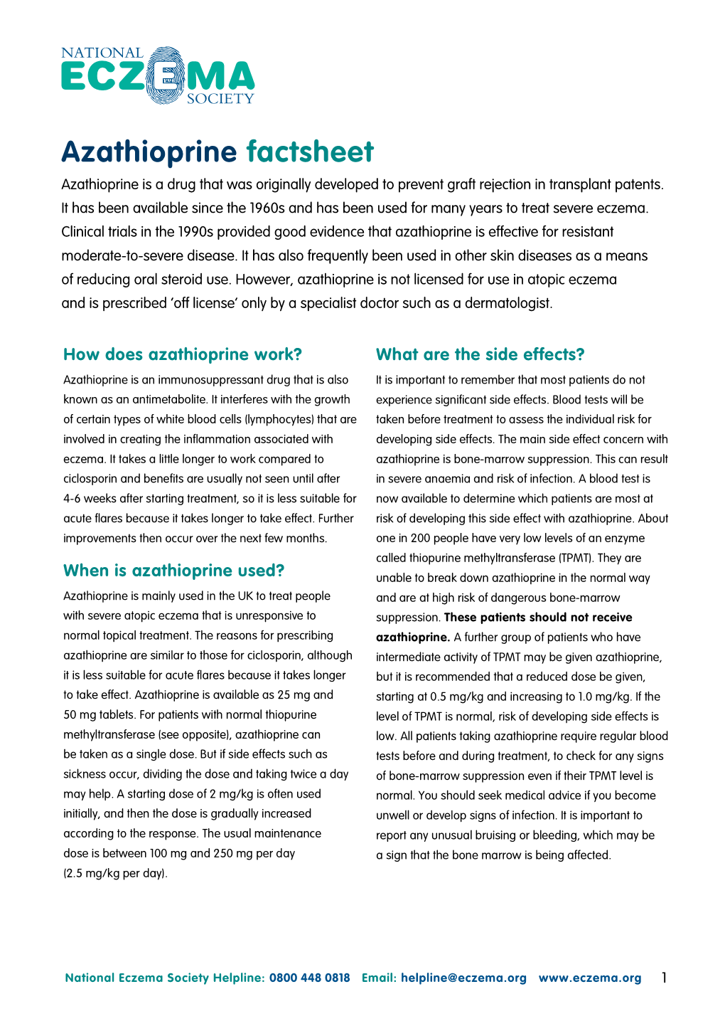 Azathioprine Factsheet Download