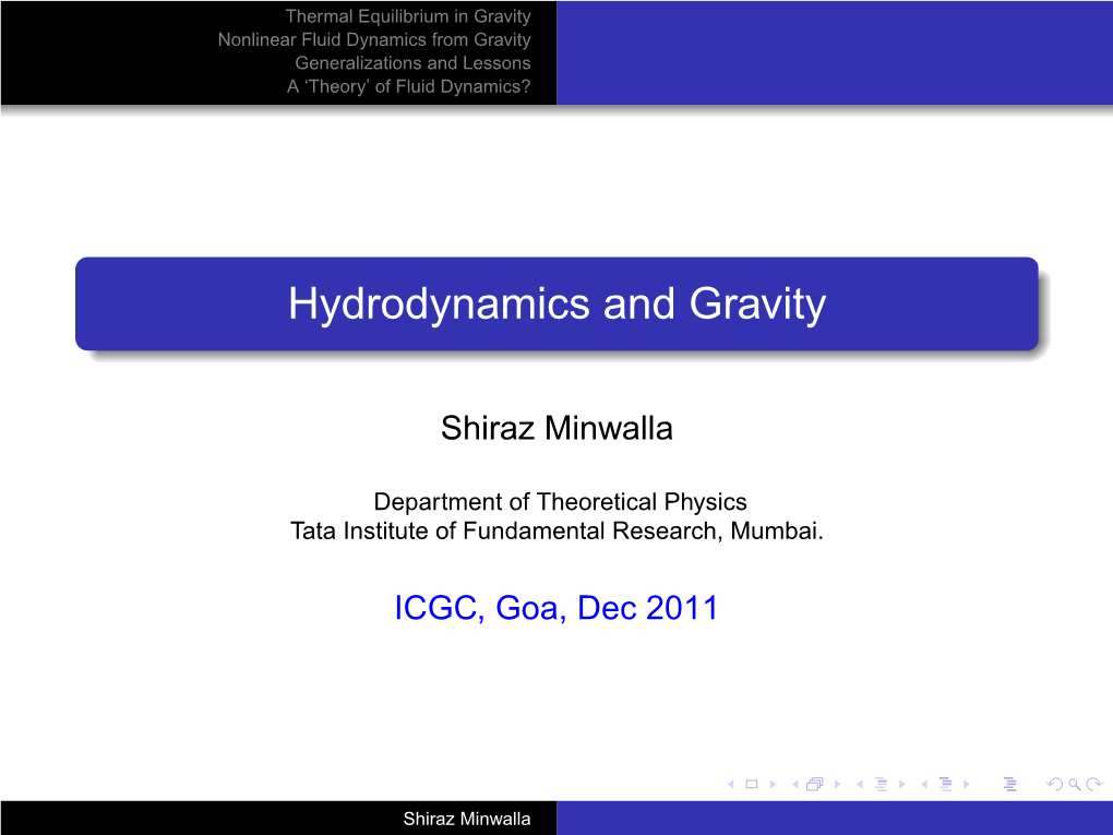 Hydrodynamics and Gravity