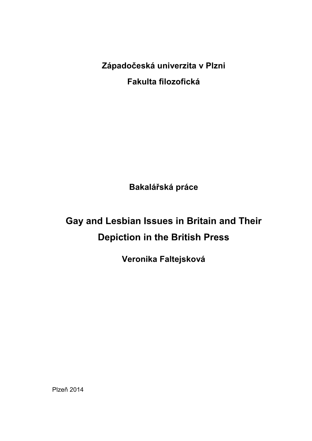 Gay and Lesbian Issues in Britain and Their Depiction in the British Press