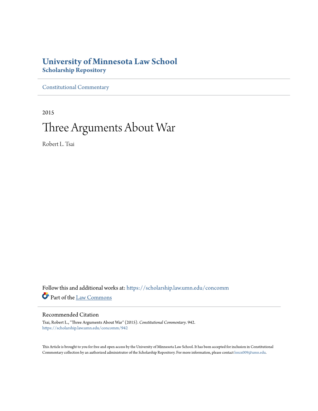 Three Arguments About War Robert L