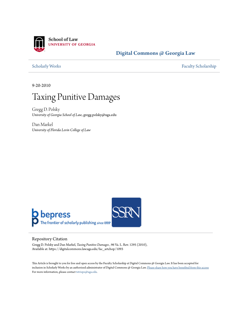 Taxing Punitive Damages Gregg D