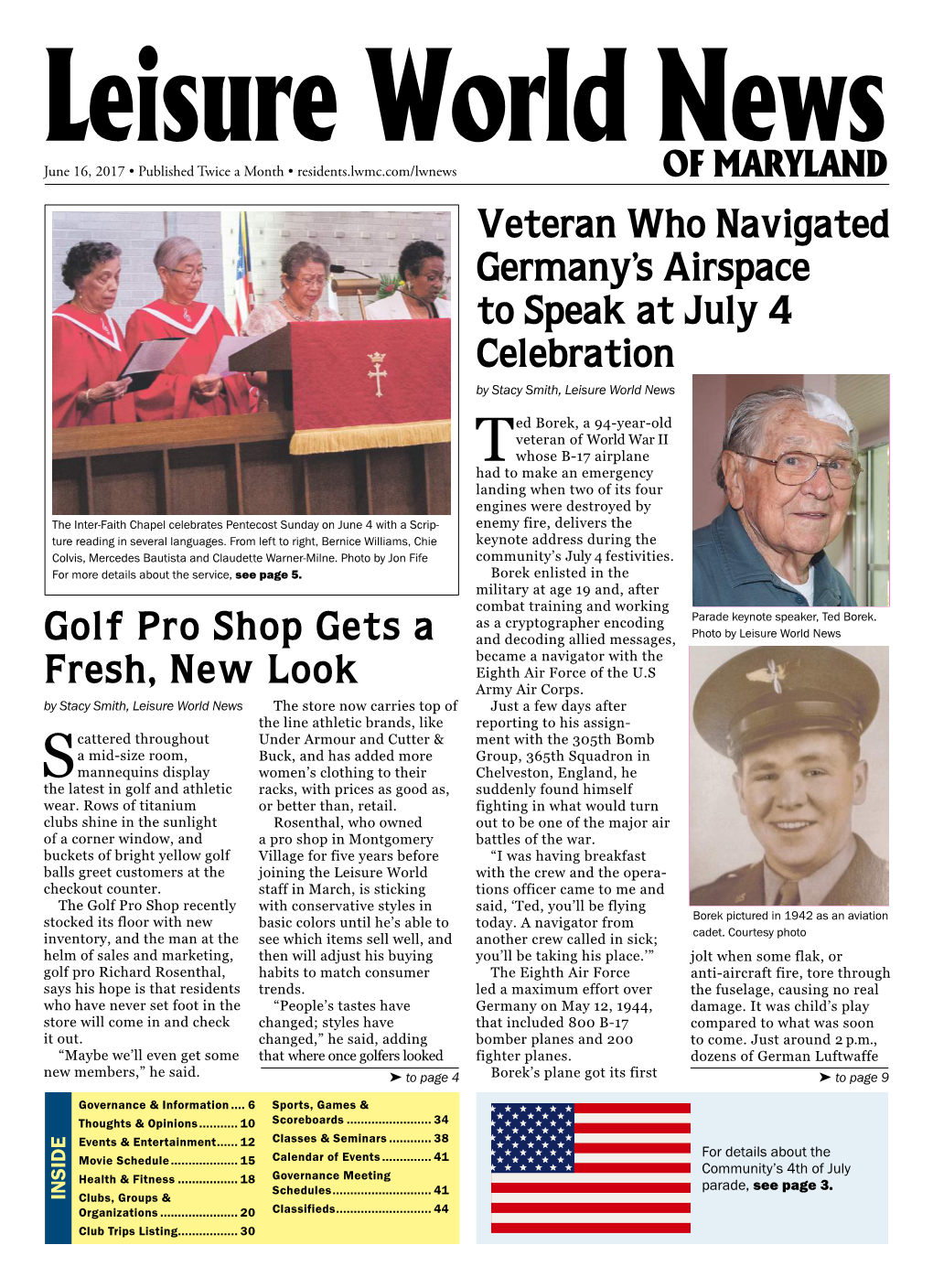 OF MARYLAND Veteran Who Navigated Germany’S Airspace to Speak at July 4 Celebration by Stacy Smith, Leisure World News