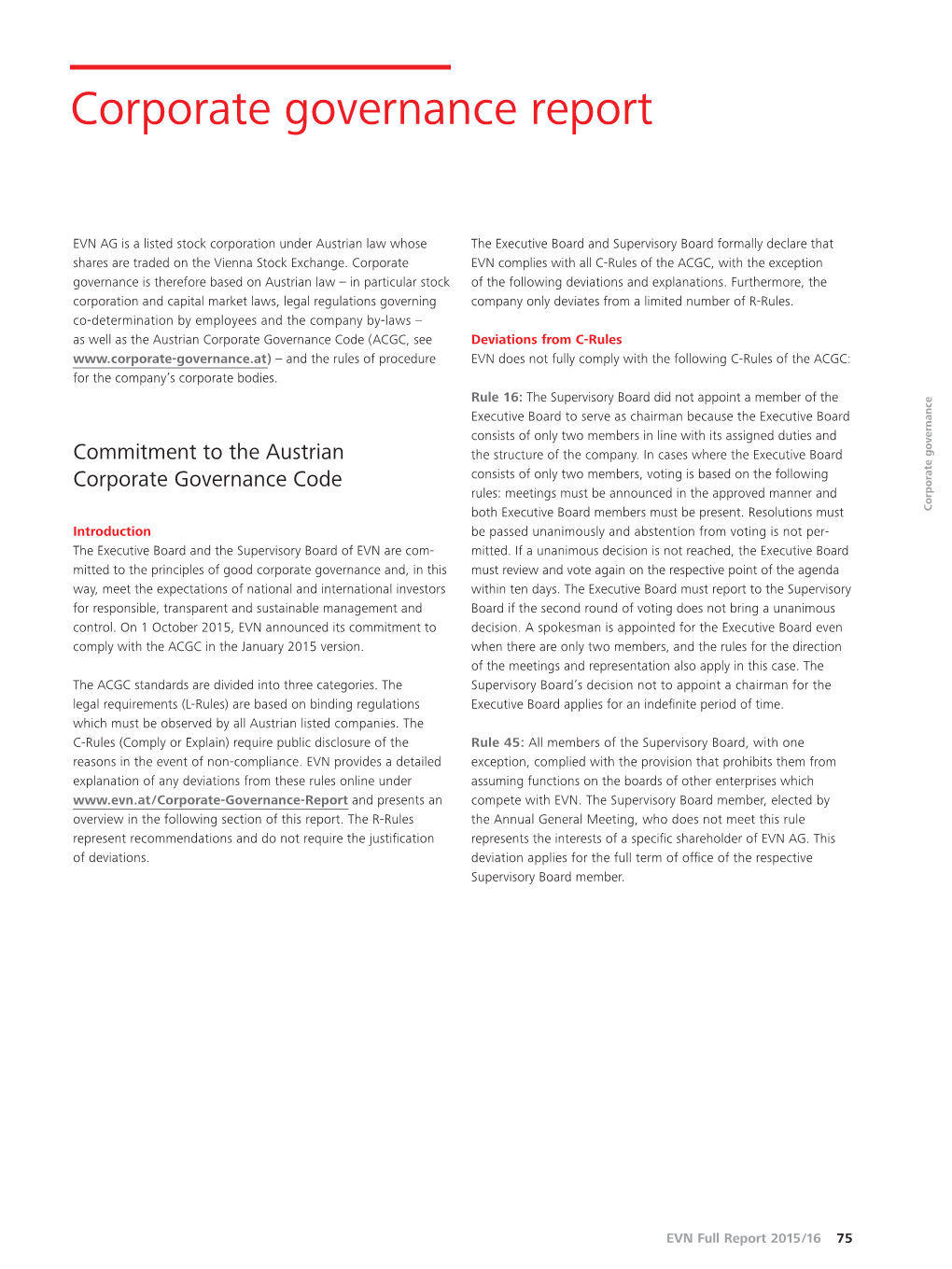 Corporate Governance Report