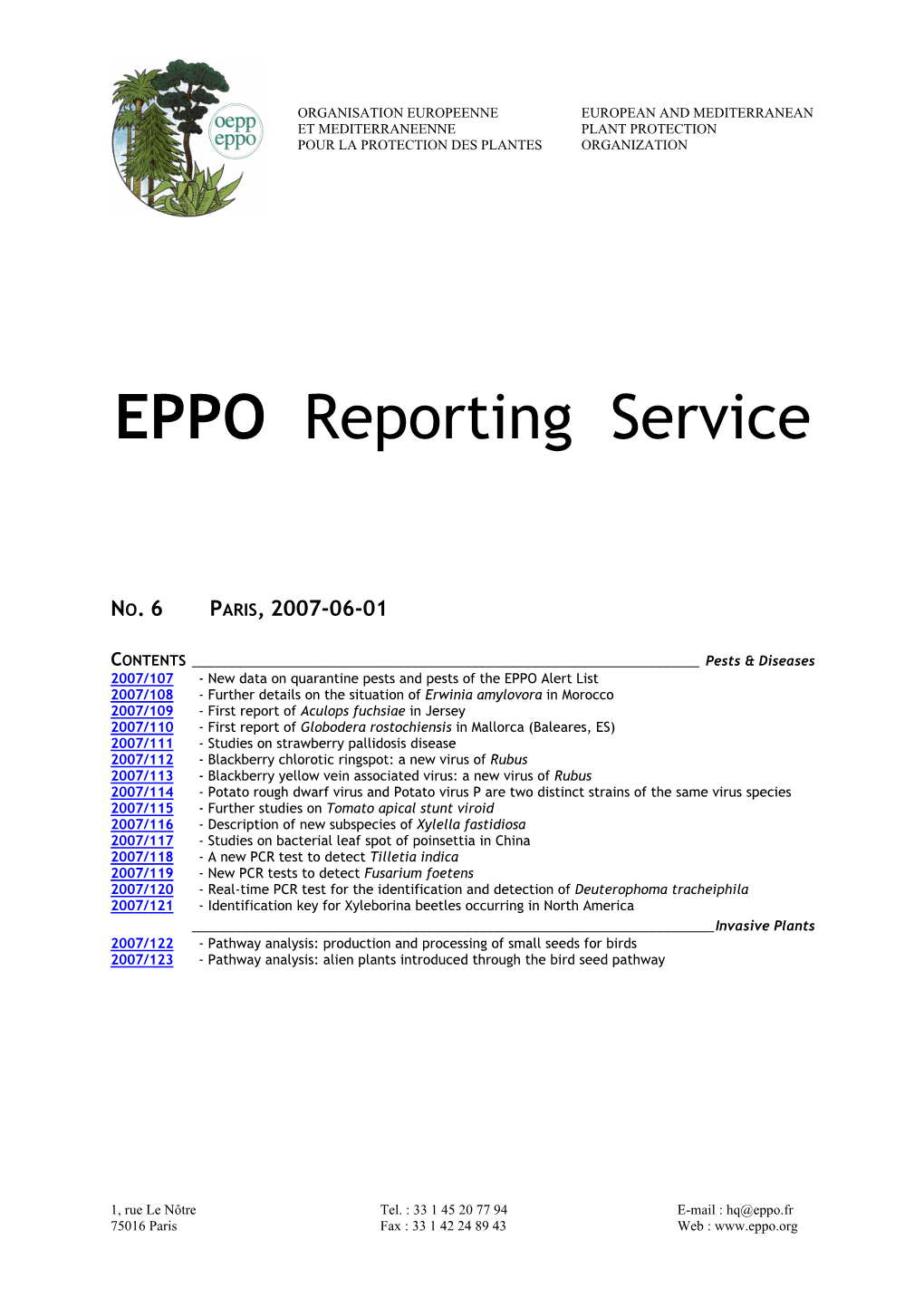 EPPO Reporting Service