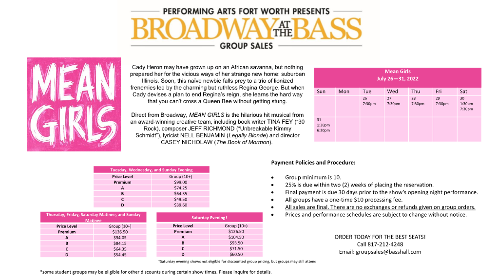 Group Pricing & Information