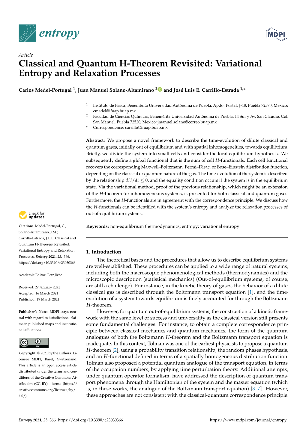 Classical and Quantum H-Theorem Revisited: Variational Entropy and Relaxation Processes