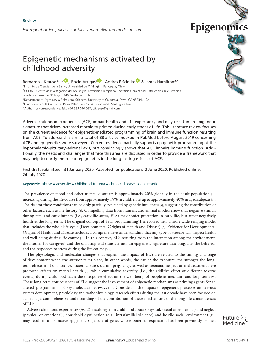 Epigenetic Mechanisms Activated by Childhood Adversity